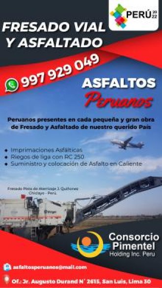 Fresado de Asfalto costo x m2 Pavimentos y Obras Viales Perú 2022