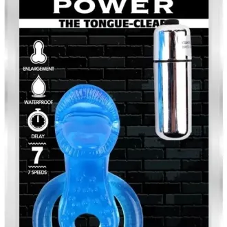 Anillo Retardante Vibrador Get Lock Tongue Azul