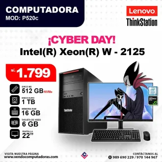 Computadora LENOVO THINKSTATION Intel Xeon W - 2125