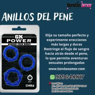 GK Power Anillos para el MIEMBRO con cuentas Azul