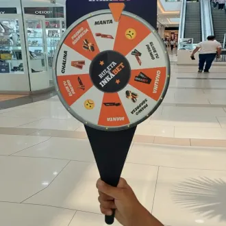 RULETA PUBLICITARIA DE MANO PARA ACTIVACIONES Y EVENTOS PROM
