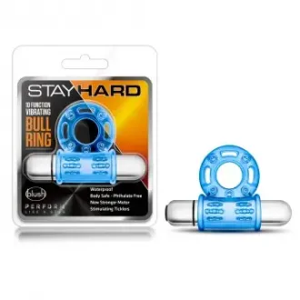 ANILLO TORO VIBRADOR STAY HARD 10 FUNCIONES AZUL