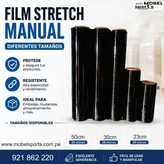 STRECH FILM ROLLO NEGRO PARA EMBALAJE MOBEL SPORTS 