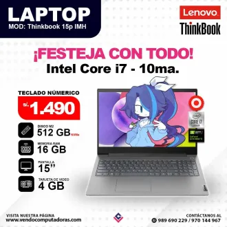 Laptop LENOVO THINKBOOK Core i7 - 10ma. Generación