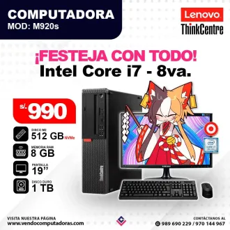Computadora Thinkcentre Intel Core i7 - 8va.