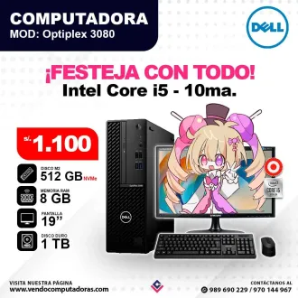 Computadora dell Intel Core i5 - 10ma. - Optiplex 3080