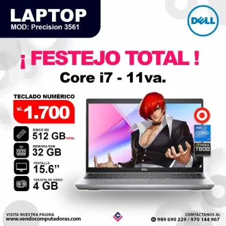 Laptop DELL core i7 - 11va. PRECISION 3561