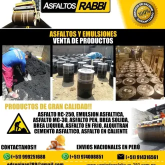 VENDEDOR DE CEMENTO ASFALTICO PEN-ASFALTO RC-250 MC-30 BREAS