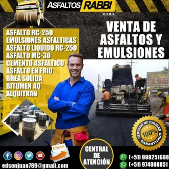 VENTA DE IMPRIMANTE ASFALTICO MC 30 EMULSION EN TODO EL PERU