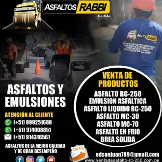 PRODUCTOS ASFALTICOS ASFALTO RC-250 EMULSION ASFALTICA PEN 