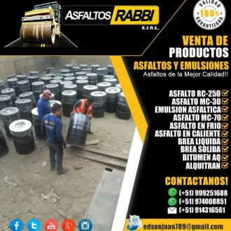 VENTA DE EMULSION ASFALTICA LENTA ASFALTO RC-250 MC-30