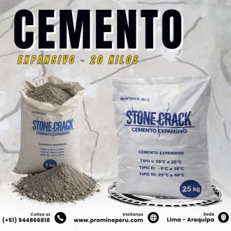 Cemento expansivo para trabajos de fracturamiento de roca