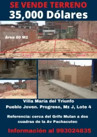 En Venta Terreno 80 M2 