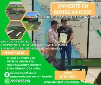 lotes con un inicial de 4000 soles a 20 minutos del mega puerto de chancay km125 de la panamericana norte