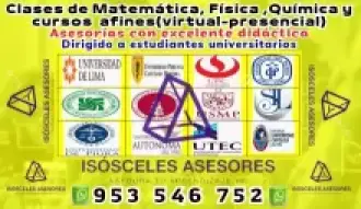 Asesorías de MATEMÁTICA QUÍMICAFÍSICA y cursos afines presencial virtual dirigido a universitarios