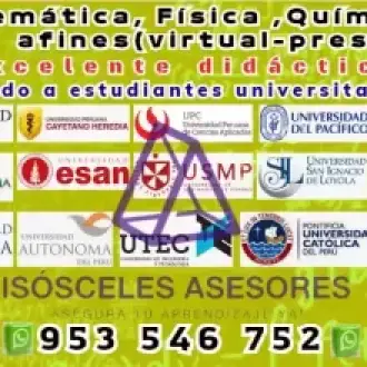 Asesorías de MATEMÁTICA QUÍMICAFÍSICA y cursos afines presencial virtual dirigido a universitarios