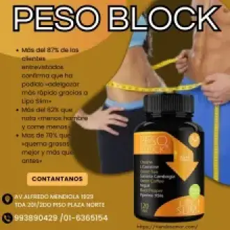 Bloqueador de carbohidratos PESO BLOCK Quema grasas potente - TIENDAS AMOR 