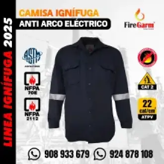 CAMISA IGNÍFUGA ANTIFLAMA ARCFLASH DE 22 CALORIAS 