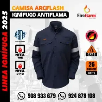 CAMISA IGNÍFUGA ARCFLASH DE 26 CALORÍAS