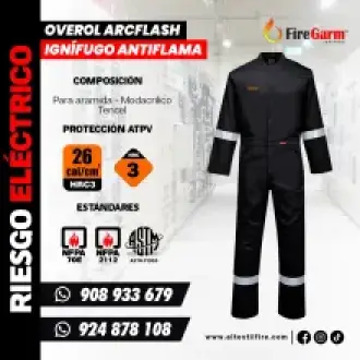 OVEROL IGNÍFUGO ARCFLASH DE 26 CALORÍAS