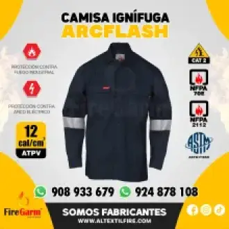  CAMISA IGNÍFUGA ANTIFLAMA ARCFLASH DE 12 CALORIAS 
