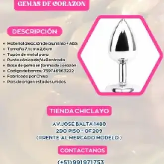 Consolador plug gema metal plateado