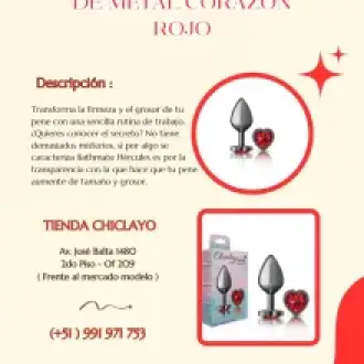 Consolador plug metal corazon rojo