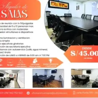 SALA DE REUNION EN MIRAFLORES DESDE S 45.00 LA HORA