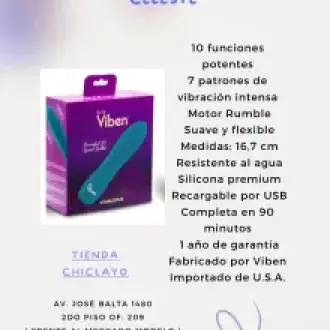 VIBRADOR VIBEN BALA INTENSA 10 FUNCIONES CELESTE