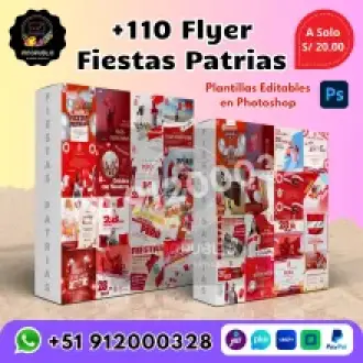 Pack 110 Flyer Fiestas Patrias editables en Photoshop