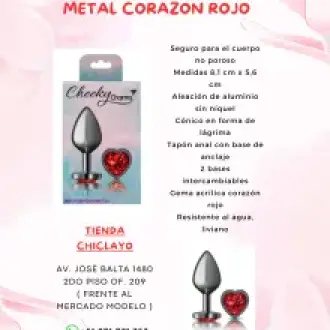 Consolador plug metal corazon rojo