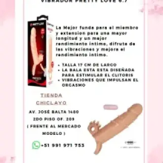  FUNDA DE EXTENSION CON VIBRADOR PRETTY LOVE 6.7