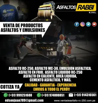 VENDO RC-250 ASFALTO MC-30 ASFALTO EN FRIO EMULSION