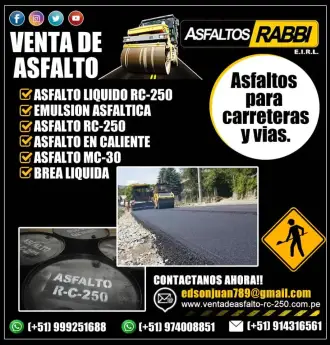 PRODUCTOS DE PRIMERA CALIDAD ASFALTO RC250 ASFALTO MC30 BREA
