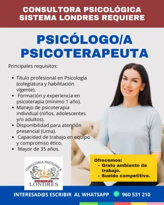 SE SOLICITA PSICÓLOGO A - PSICOTERAPEUTA