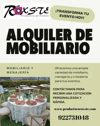 ALQUILER DE MOBILIARIO MENAJERIA CRISTALERIA 