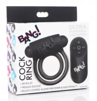 A-ANILLO VIBRADOR CONTROL REMOTO DE SILICONA NEGRO