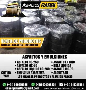 VENDO ASFALTO RC250 EMULSION ASFALTICA MODIFICADA ALQUITRA