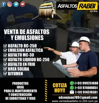 VENDO ASFALTO RC250 PRODUCTO ORIGINA ENVIO A TODO EL PERU
