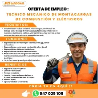 tecnico mecanico de montacargas de combustion y eléctrico