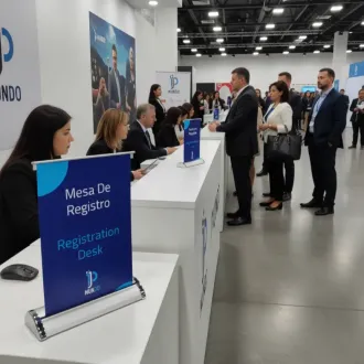 Mini roll screen publicitario para mostradores ferias y even