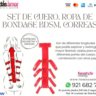 Set de Cuero Ropa de Bondage BDSM Correas Set de Juguetes 