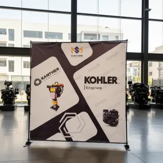 Rack banner ajustable para promociones y eventos publicitari