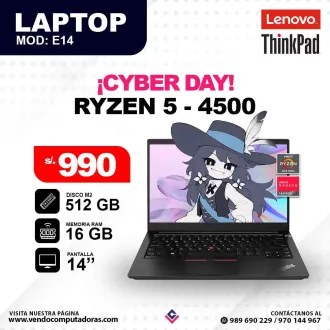 Laptop LENOVO THINKPAD Ryzen 5 - 4500 E14