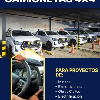 ALQUILER DE CAMIONETAS 4X4 EQUIPADAS PARA MINERIA