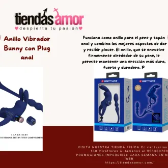 Anillo Vibrador Bunny con Plug anal