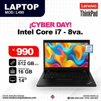 Laptop LENOVO Y THINKPAD Core i7 - 8va. / mod L490