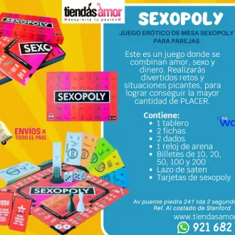 Juego Erótico de Mesa SexOpoly para Parejas juguetes lubrica