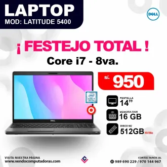 Laptop DELL Intel core i7 - 8va. LATITUDE 5400