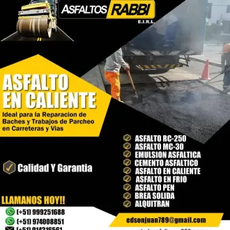 VENDO ASFALTO LIQUIDO RC-250 EN GENERAL EN TODO LIMA Y PROVI